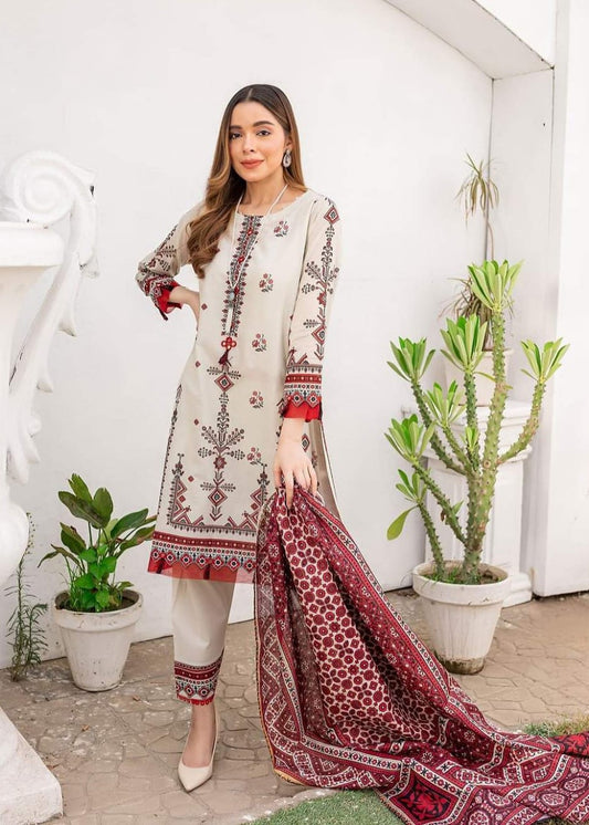 Lawn Unstitched 3 Piece Embroidered Dress AL-132