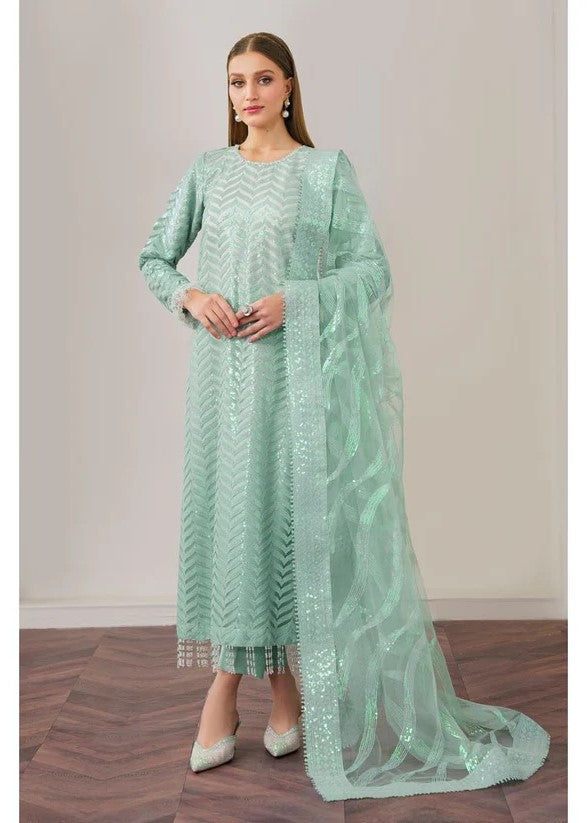 Organza Unstitched 3 Piece Embroidered Dress AL-119