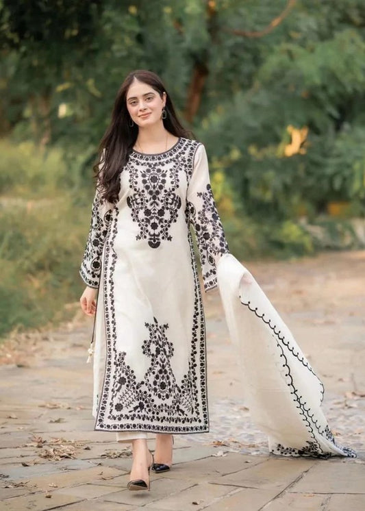 Khaddar Unstitched 3 Piece Embroidered Dress AL-143