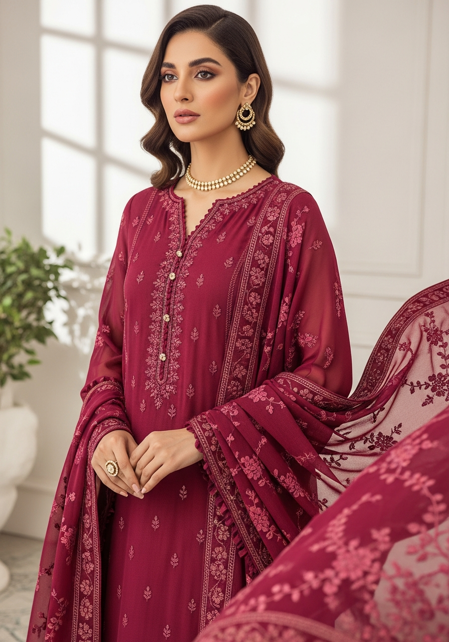Gulnoor Embroidered Chiffon